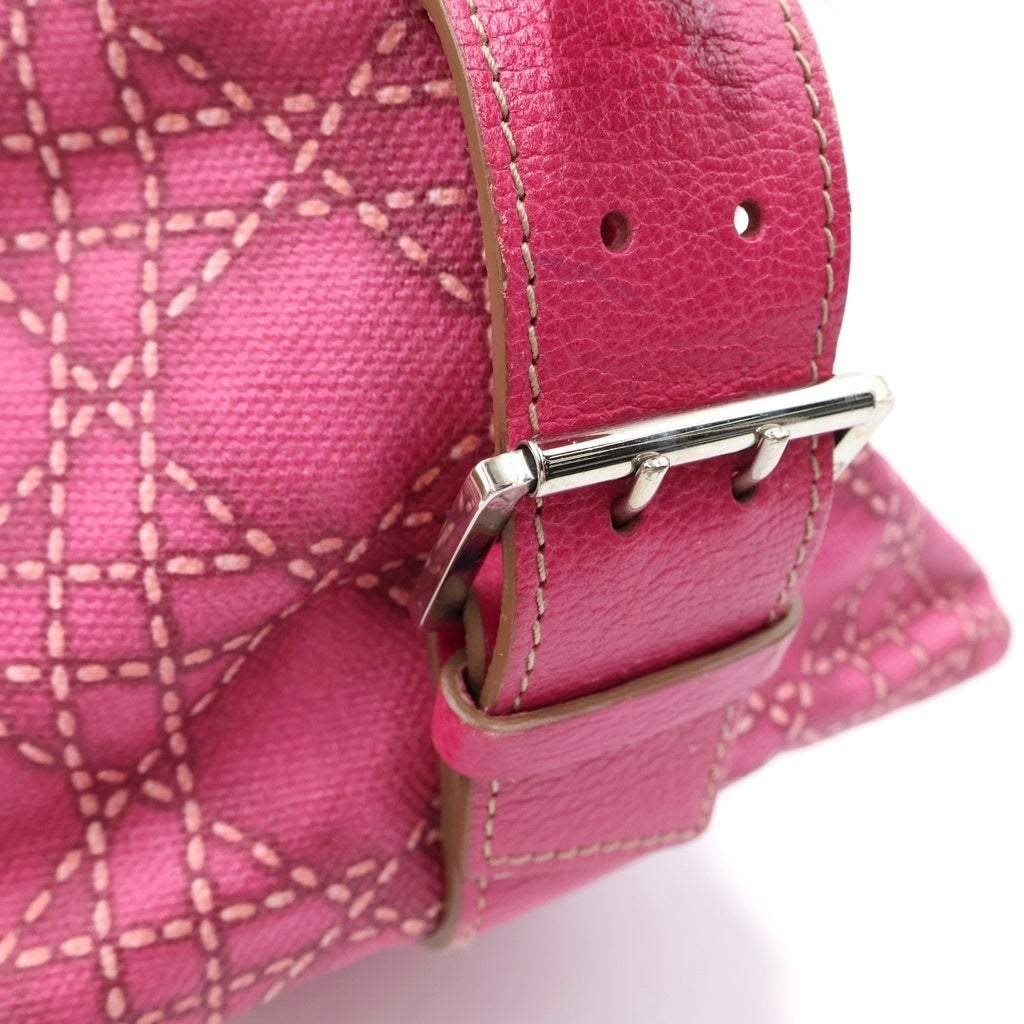 Christian Dior(クリスチャンディオール) カナージュ ハンドバッグ ボストンバッグ ピンク シルバー金具 レディース