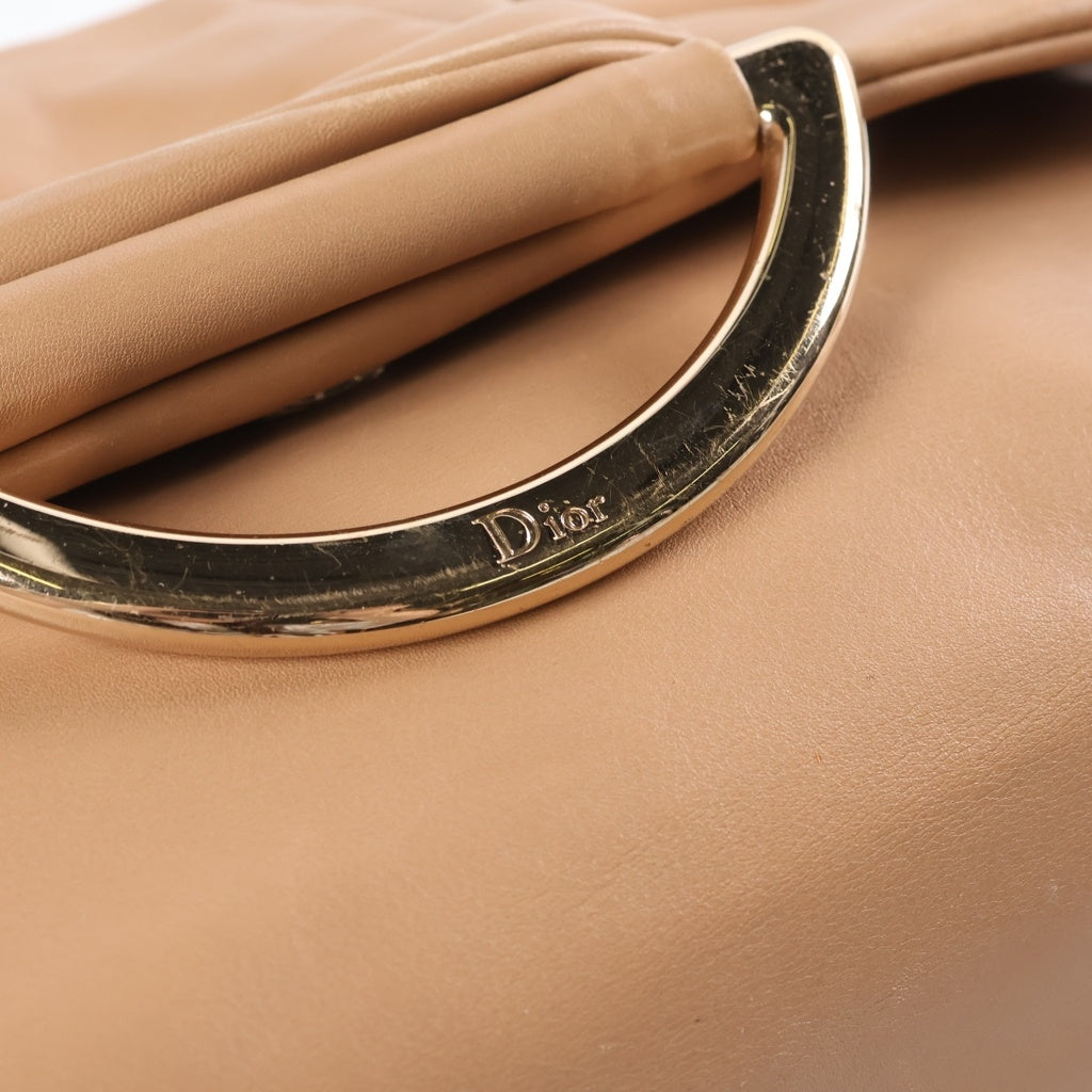 Christian Dior(クリスチャンディオール) デミルーン ワンショルダーバッグ ハンドバッグ ベージュ レザー ゴールド金具 レディース