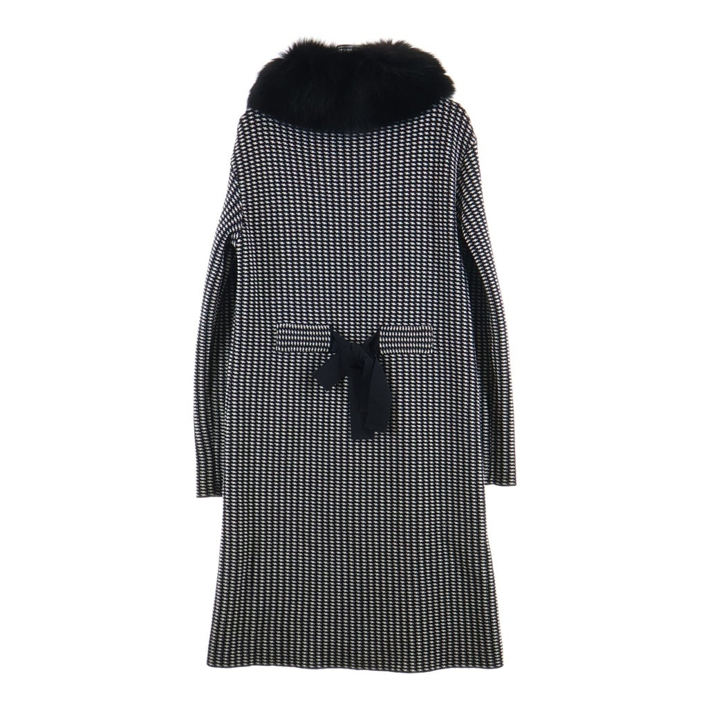 Christian Dior(クリスチャンディオール) オックスファー付き ウール チェックロングコート ホワイト×ブラック 9A24801GM512 レディース