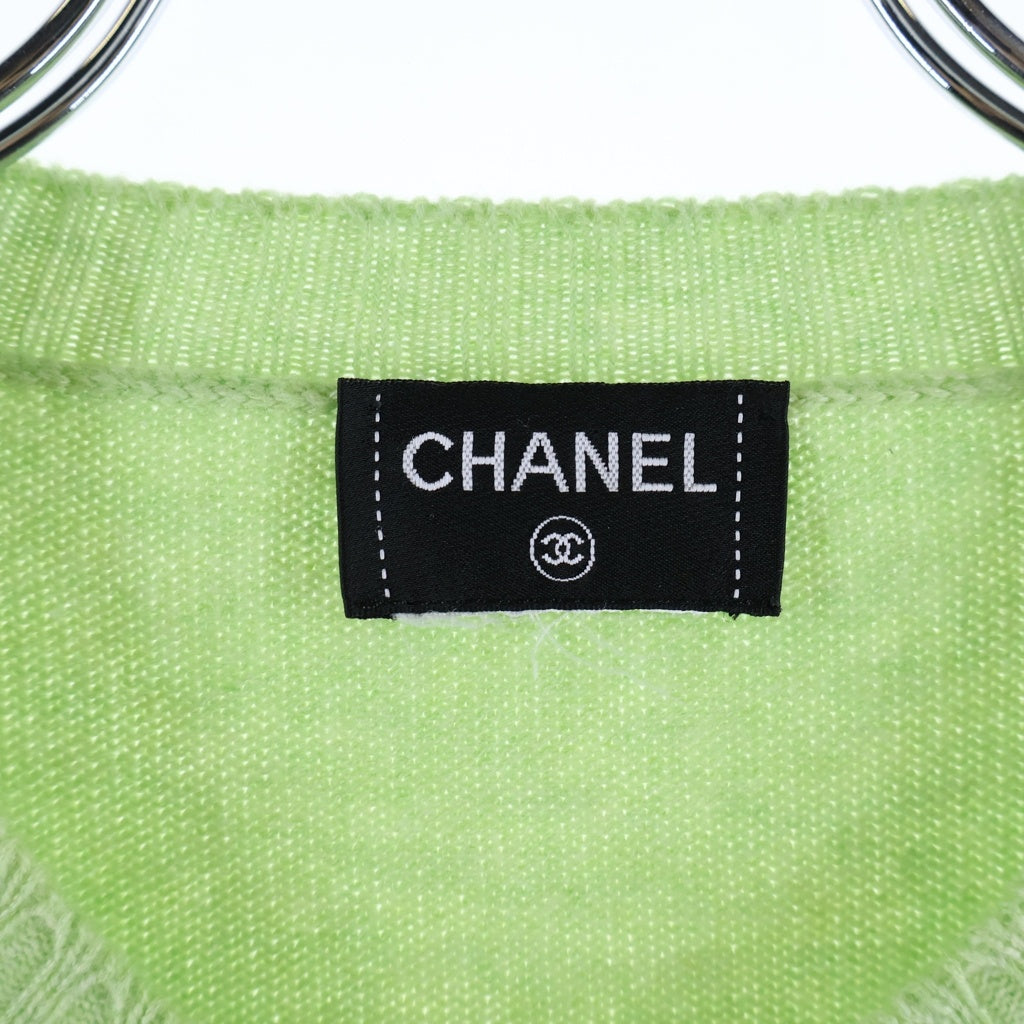 CHANEL(シャネル) ココマーク ターンロックボタン カシミヤ ニット カーディガン ライトグリーン レディース
