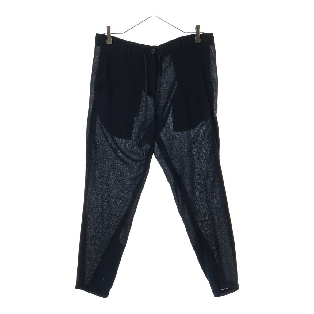 ANN DEMEULEMEESTER(アンドゥムルメステール) 00s オリゾンティ期 裾ニット切り替え ウールスラックスパンツ ブラック レディース