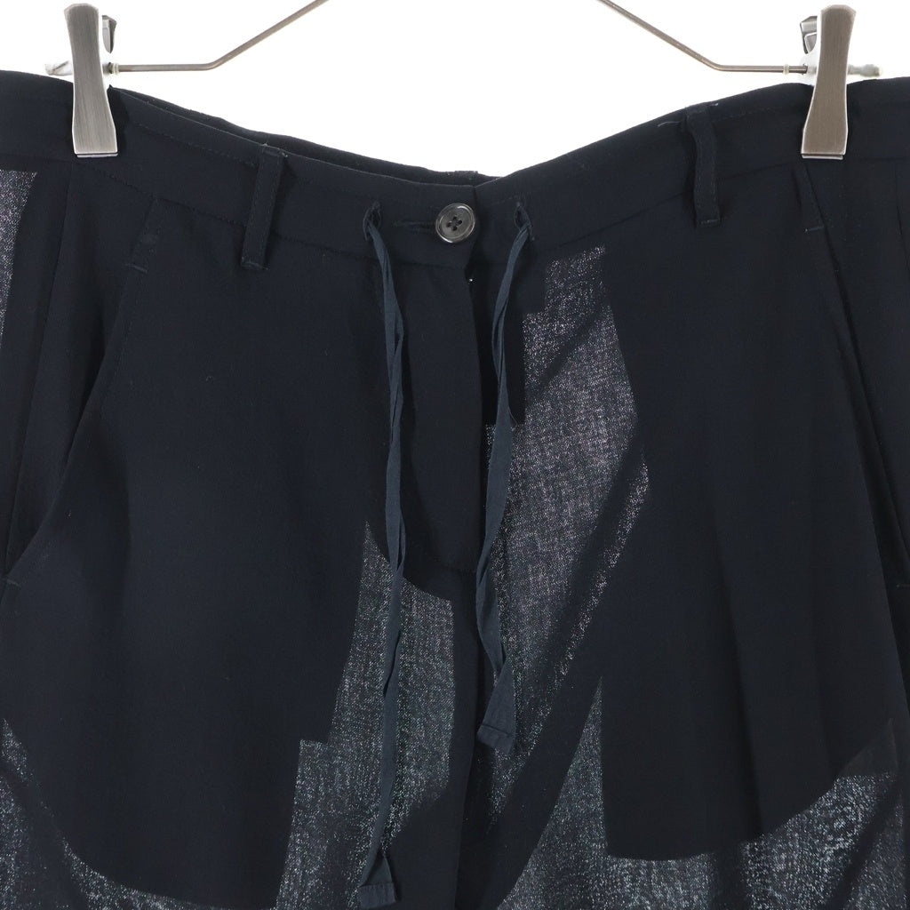 ANN DEMEULEMEESTER(アンドゥムルメステール) 00s オリゾンティ期 裾ニット切り替え ウールスラックスパンツ ブラック レディース
