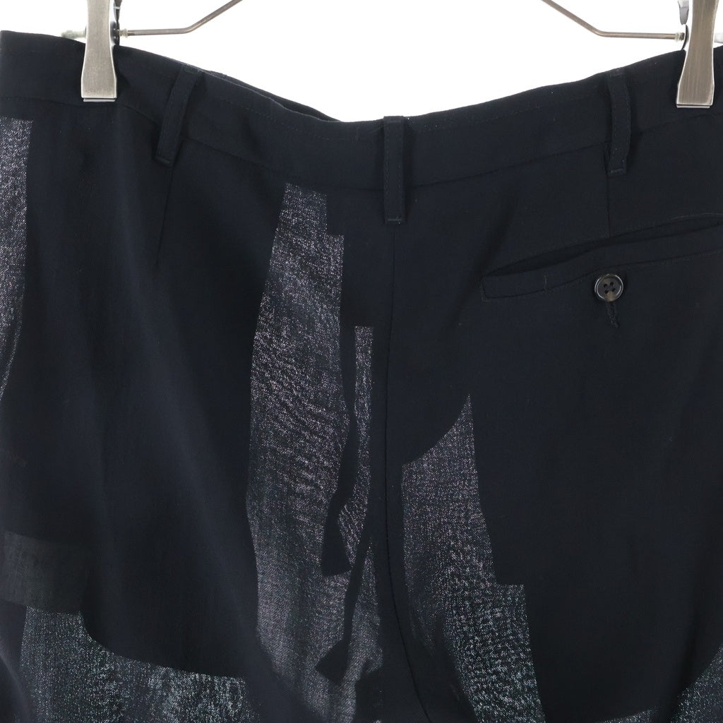 ANN DEMEULEMEESTER(アンドゥムルメステール) 00s オリゾンティ期 裾ニット切り替え ウールスラックスパンツ ブラック レディース