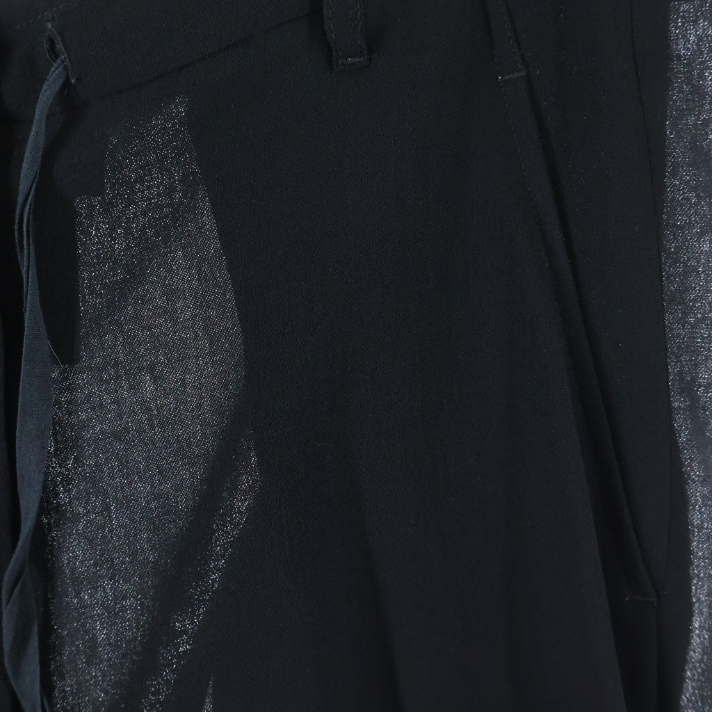 ANN DEMEULEMEESTER(アンドゥムルメステール) 00s オリゾンティ期 裾ニット切り替え ウールスラックスパンツ ブラック レディース