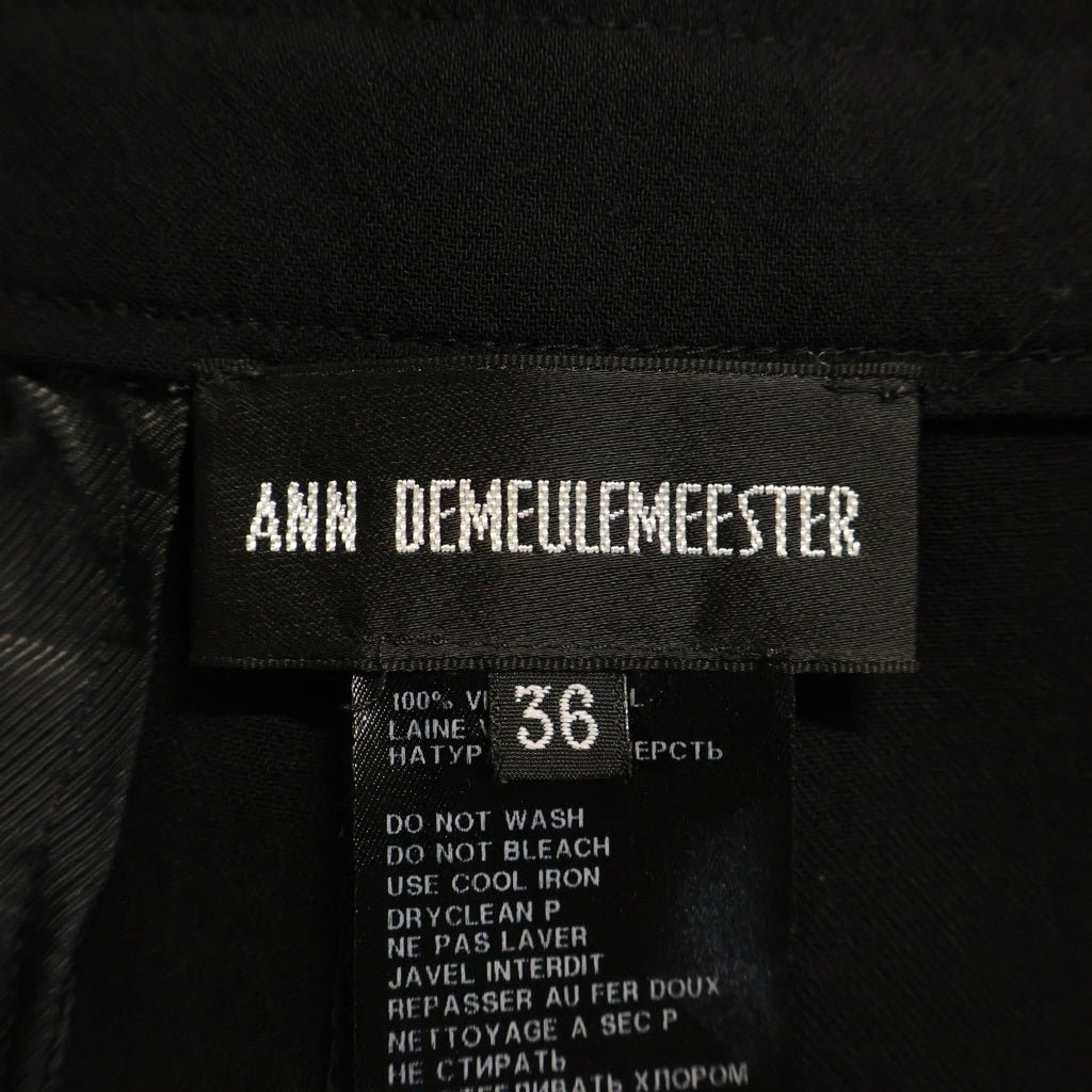 ANN DEMEULEMEESTER(アンドゥムルメステール) 00s オリゾンティ期 裾ニット切り替え ウールスラックスパンツ ブラック レディース