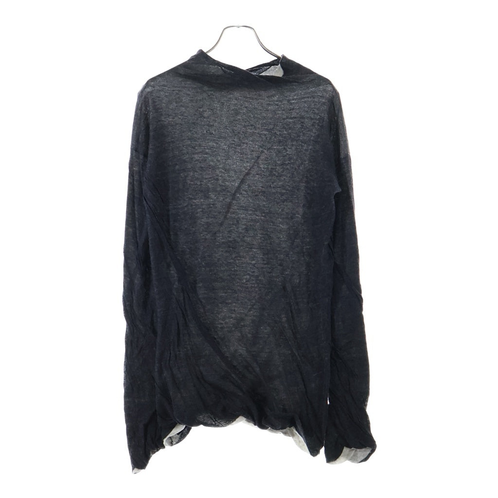 ANN DEMEULEMEESTER(アンドゥムルメステール) 00s オリゾンティ期 コットン カシミヤ 長袖タートルネックニット セーター グレー レディース