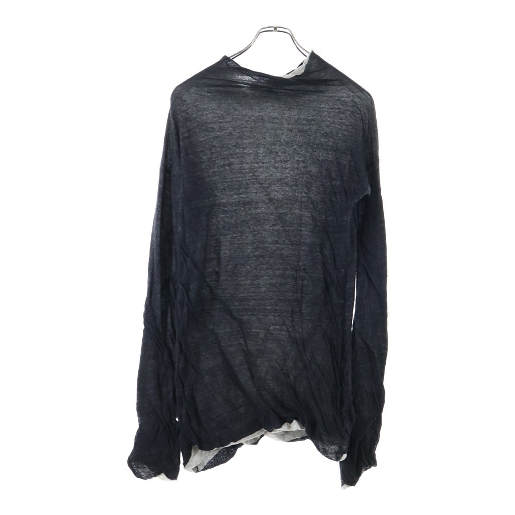 ANN DEMEULEMEESTER(アンドゥムルメステール) 00s オリゾンティ期 コットン カシミヤ 長袖タートルネックニット セーター グレー レディース