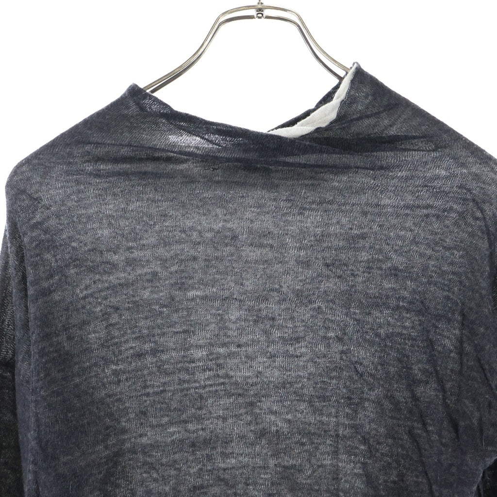 ANN DEMEULEMEESTER(アンドゥムルメステール) 00s オリゾンティ期 コットン カシミヤ 長袖タートルネックニット セーター グレー レディース