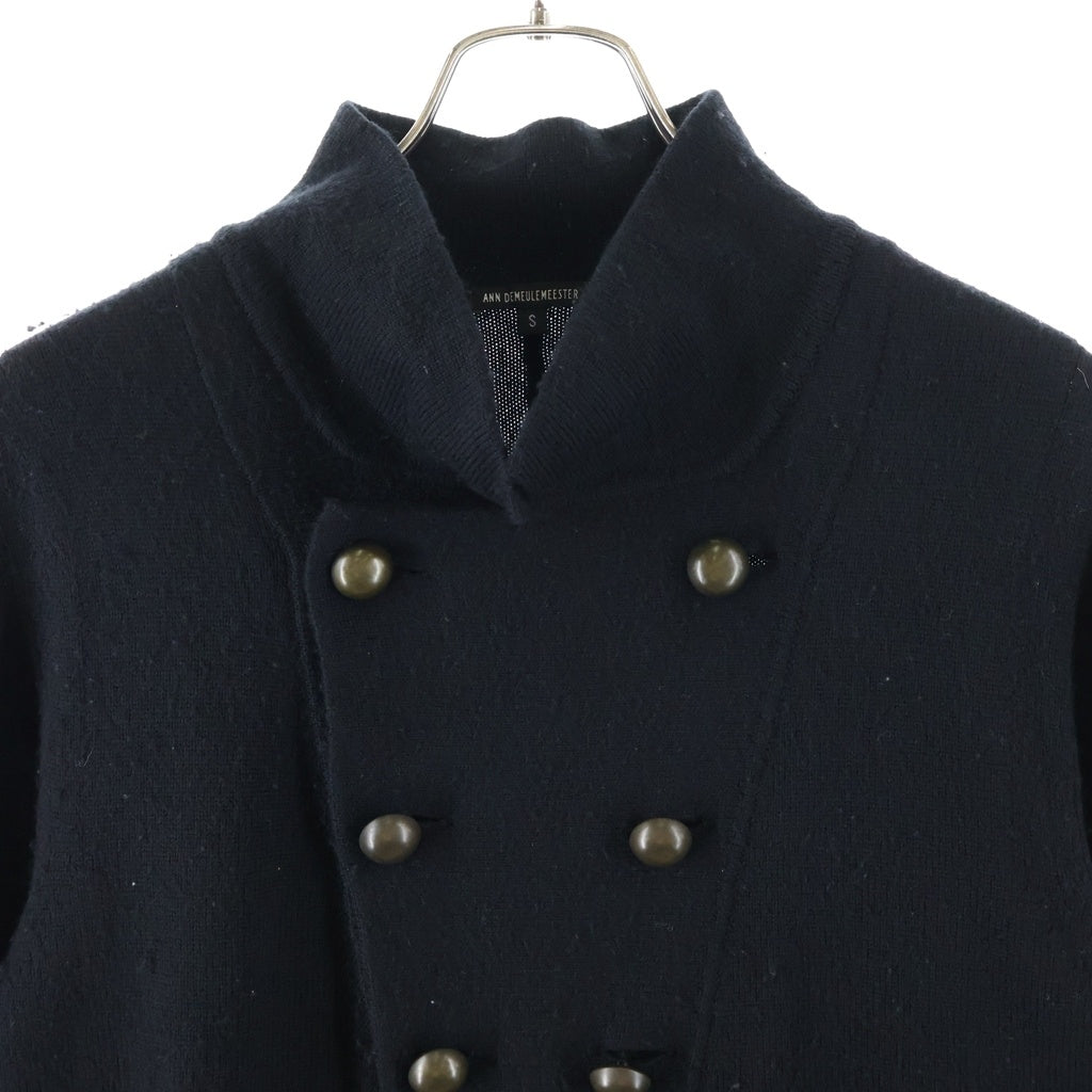 ANN DEMEULEMEESTER(アンドゥムルメステール) ウールニット ナポレオンジャケット 変形 ブラック レディース