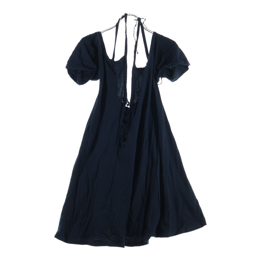ANN DEMEULEMEESTER(アンドゥムルメステール) 00s 本人期 コットンドレープワンピース 半袖ドレス オリゾンティ ブラック レディース