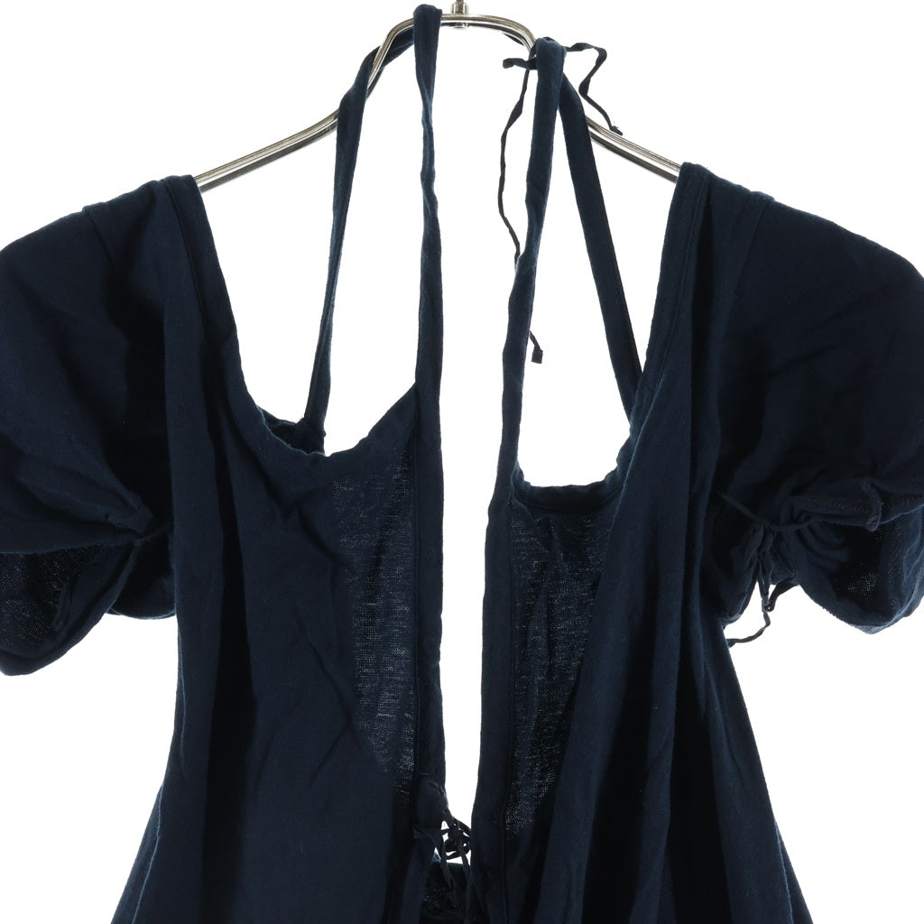 ANN DEMEULEMEESTER(アンドゥムルメステール) 00s 本人期 コットンドレープワンピース 半袖ドレス オリゾンティ ブラック レディース
