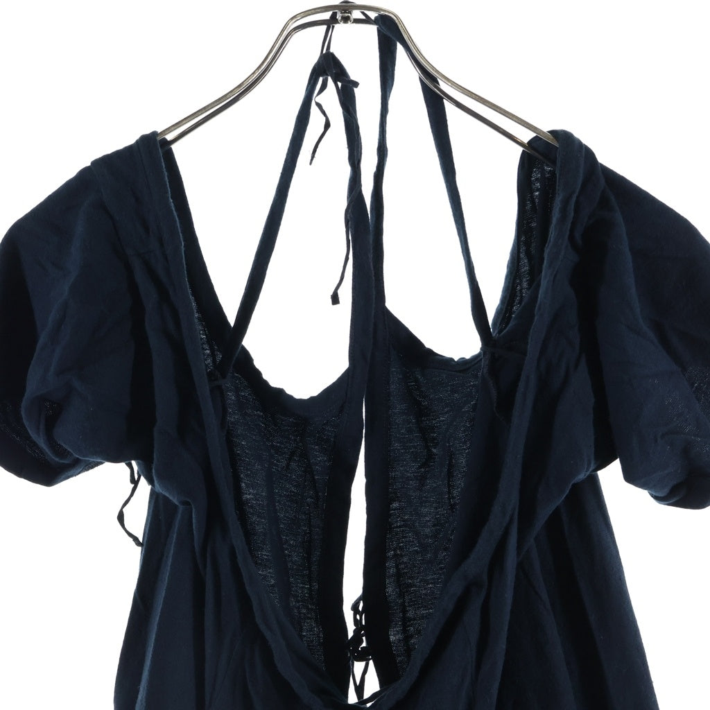 ANN DEMEULEMEESTER(アンドゥムルメステール) 00s 本人期 コットンドレープワンピース 半袖ドレス オリゾンティ ブラック レディース