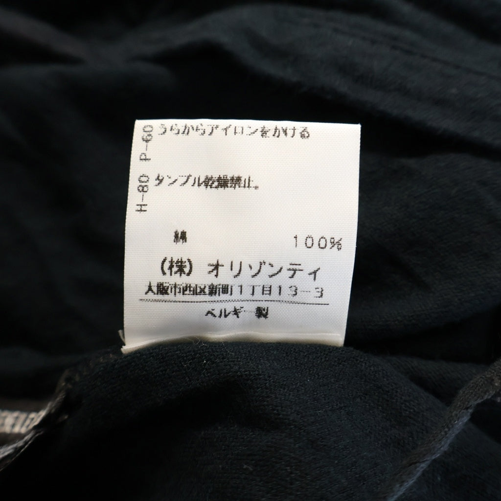 ANN DEMEULEMEESTER(アンドゥムルメステール) 00s 本人期 コットンドレープワンピース 半袖ドレス オリゾンティ ブラック レディース