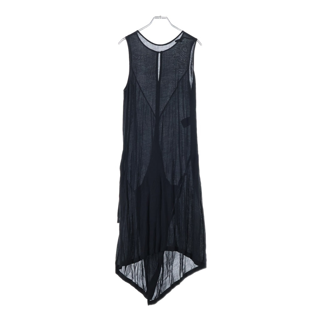 ANN DEMEULEMEESTER(アンドゥムルメステール) 10s インコントロ期 ドレープロングドレス ワンピース ノースリーブ ブラック レディース