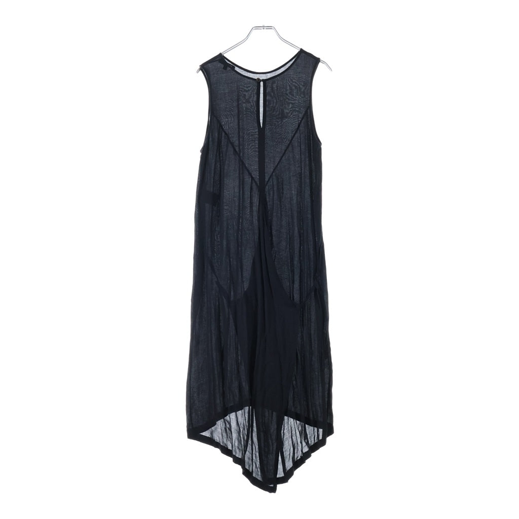 ANN DEMEULEMEESTER(アンドゥムルメステール) 10s インコントロ期 ドレープロングドレス ワンピース ノースリーブ ブラック レディース