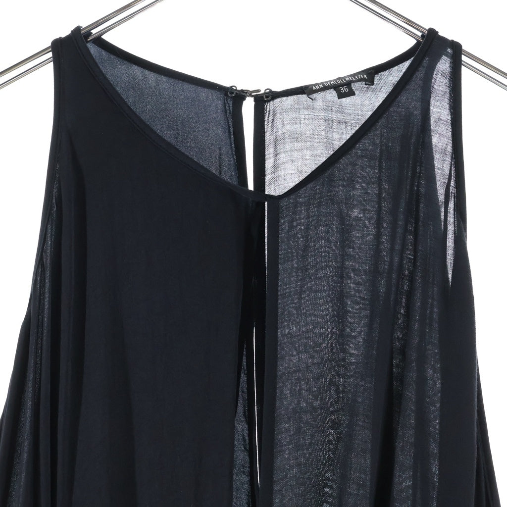 ANN DEMEULEMEESTER(アンドゥムルメステール) 10s インコントロ期 バイカラー ドッキングベスト ジレ ブラック/ネイビー レディース