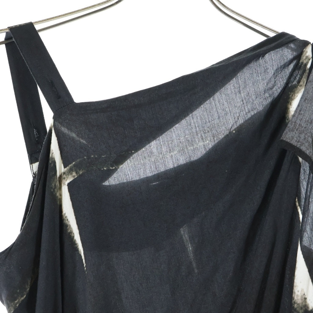 ANN DEMEULEMEESTER(アンドゥムルメステール) 10s インコントロ期 レーヨンノースリーブドレス ワンピース ブラック/ホワイト レディース