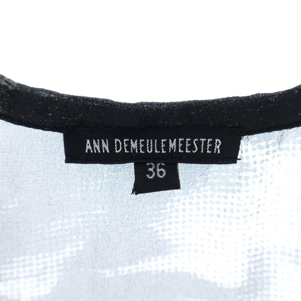 ANN DEMEULEMEESTER(アンドゥムルメステール) 総柄 シルクワンピース ドレス ノースリーブ ブラック/ホワイト レディース