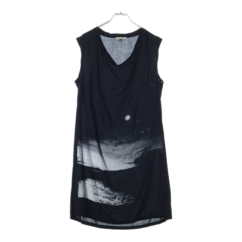 ANN DEMEULEMEESTER(アンドゥムルメステール) 10s インコントロ期 フロントプリントドレス ワンピース ノースリーブ ブラック レディース