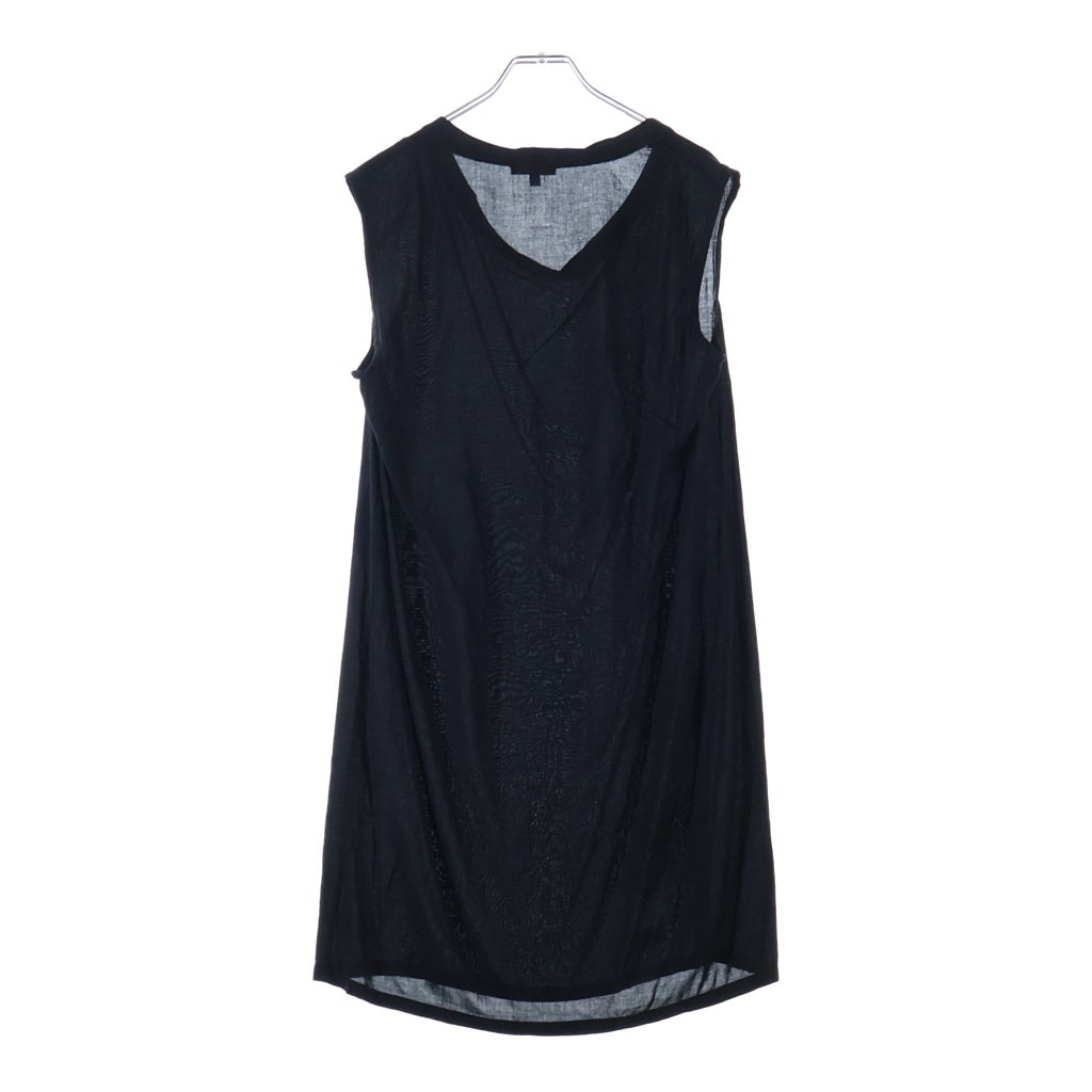 ANN DEMEULEMEESTER(アンドゥムルメステール) 10s インコントロ期 フロントプリントドレス ワンピース ノースリーブ ブラック レディース