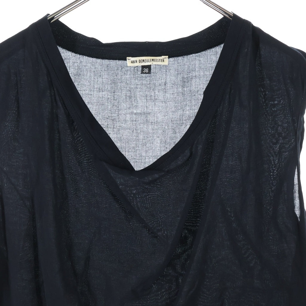 ANN DEMEULEMEESTER(アンドゥムルメステール) 10s インコントロ期 フロントプリントドレス ワンピース ノースリーブ ブラック レディース