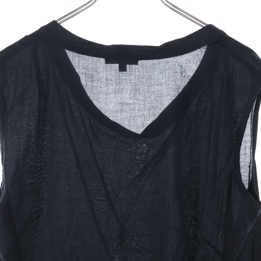 ANN DEMEULEMEESTER(アンドゥムルメステール) 10s インコントロ期 フロントプリントドレス ワンピース ノースリーブ ブラック レディース