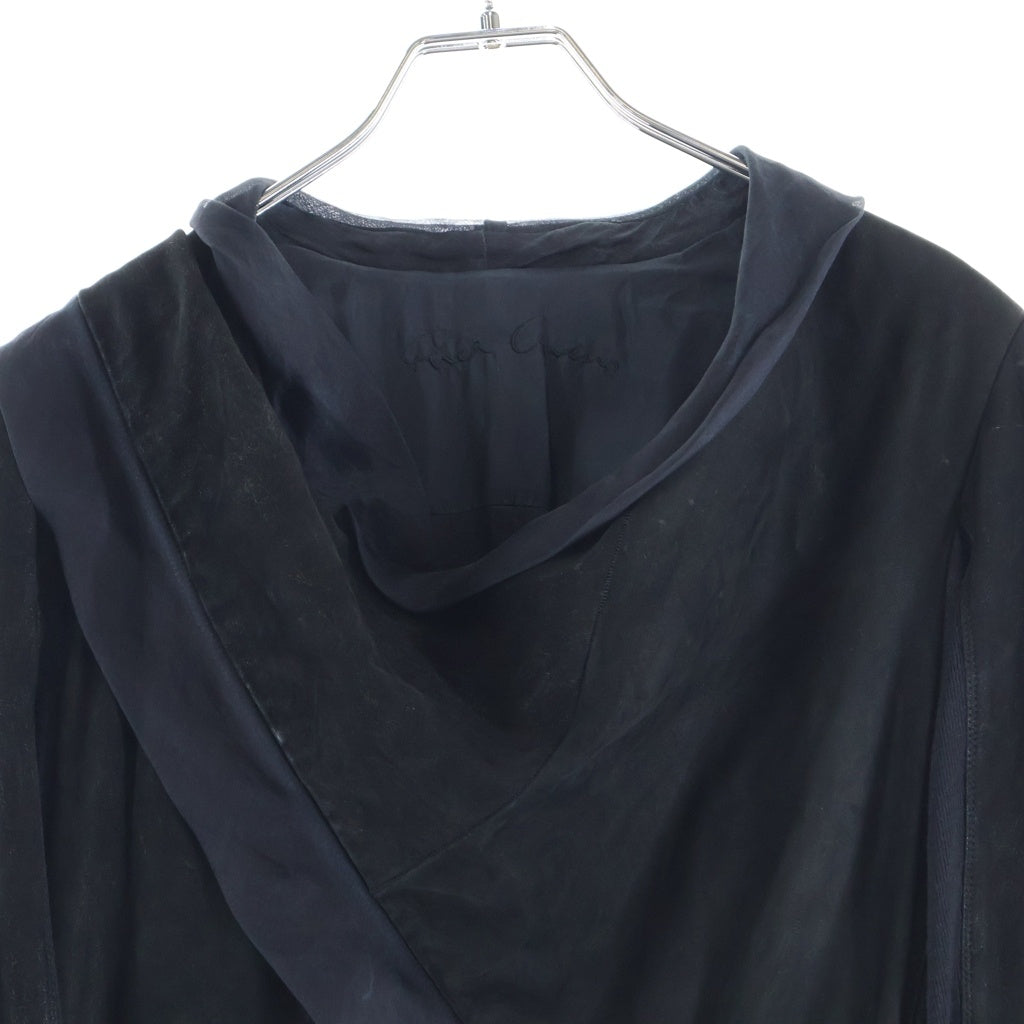 Rick Owens(リックオウエンス) ドレープコート ジップアップ ブラック スエード レディース