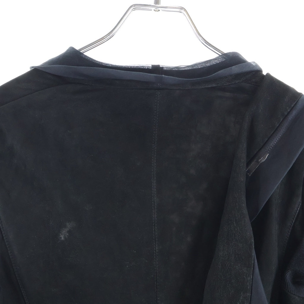 Rick Owens(リックオウエンス) ドレープコート ジップアップ ブラック スエード レディース