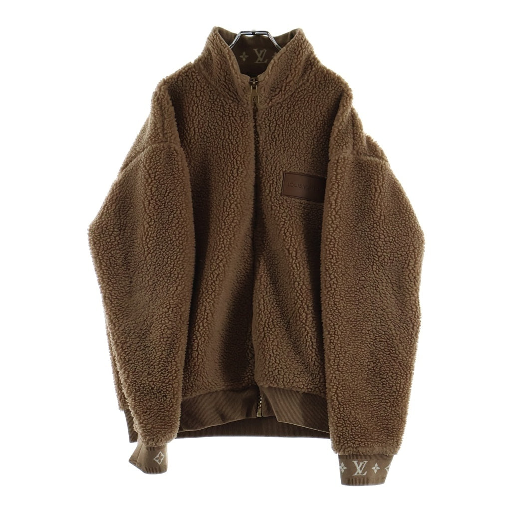 LOUIS VUITTON(ルイヴィトン) 25SS レザーワッペンロゴ ボアフリース ジップアップ ジャケット ブラウン RM251MJ DDI HSY42W