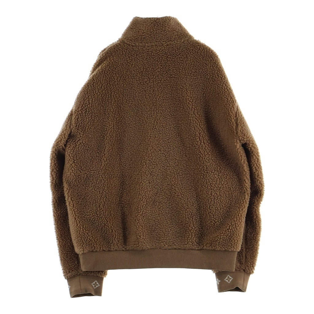 LOUIS VUITTON(ルイヴィトン) 25SS レザーワッペンロゴ ボアフリース ジップアップ ジャケット ブラウン RM251MJ DDI HSY42W