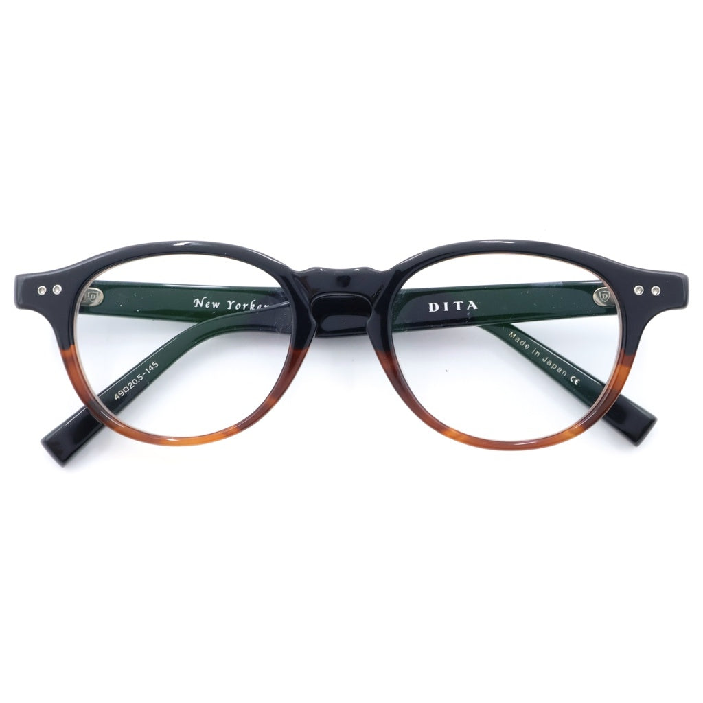 DITA(ディータ) NEW YORKER ニューヨーカー ボストン型 アジアンフィット 眼鏡 メガネ アイウェア #49□20.5-145 ブラック/ブラウン DRX-2002-I-BLK-TRT-49-AF レディース