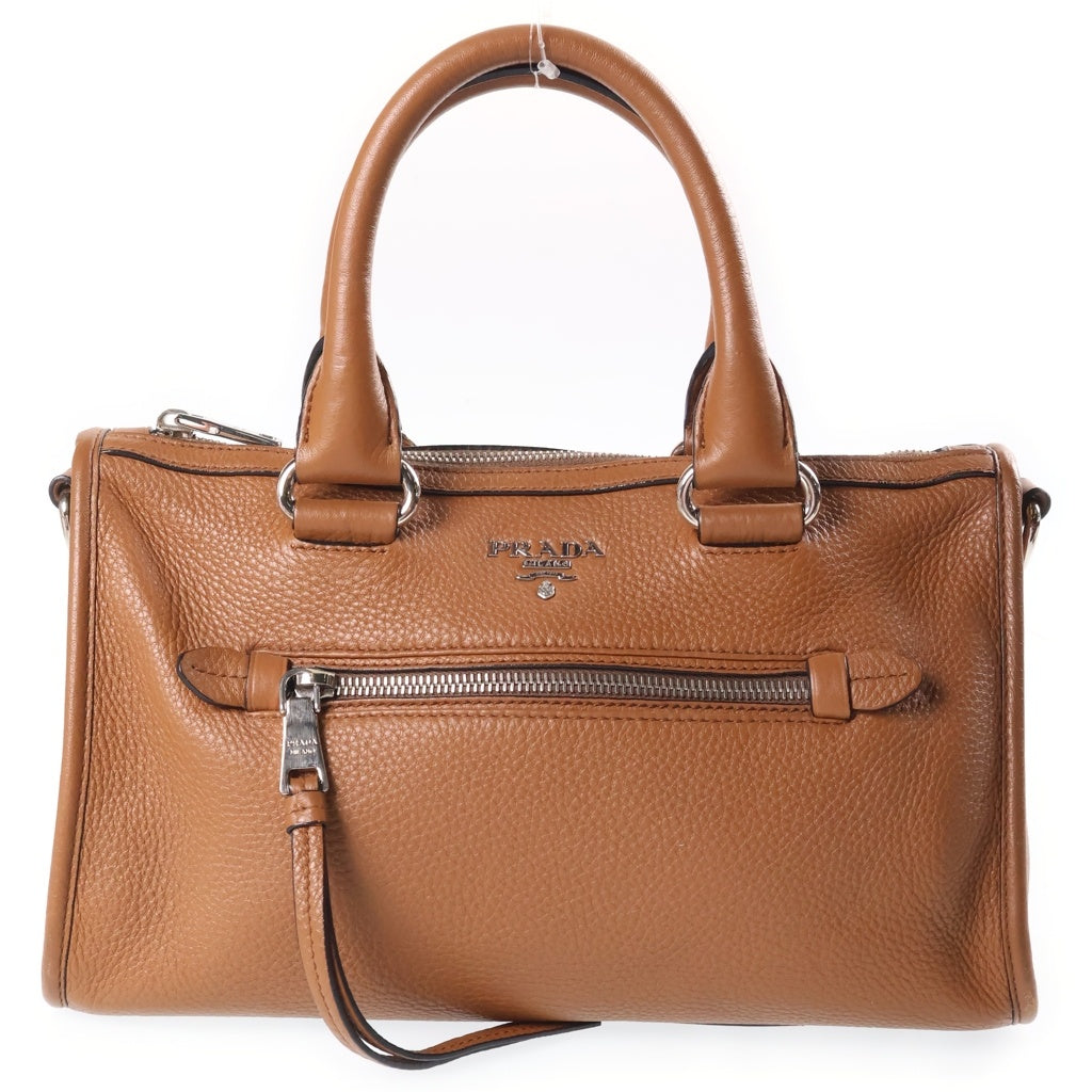 PRADA(プラダ) ショルダーバッグ ハンドバッグ レザー 2WAY シルバー金具 ブラウン 1BB022 レディース