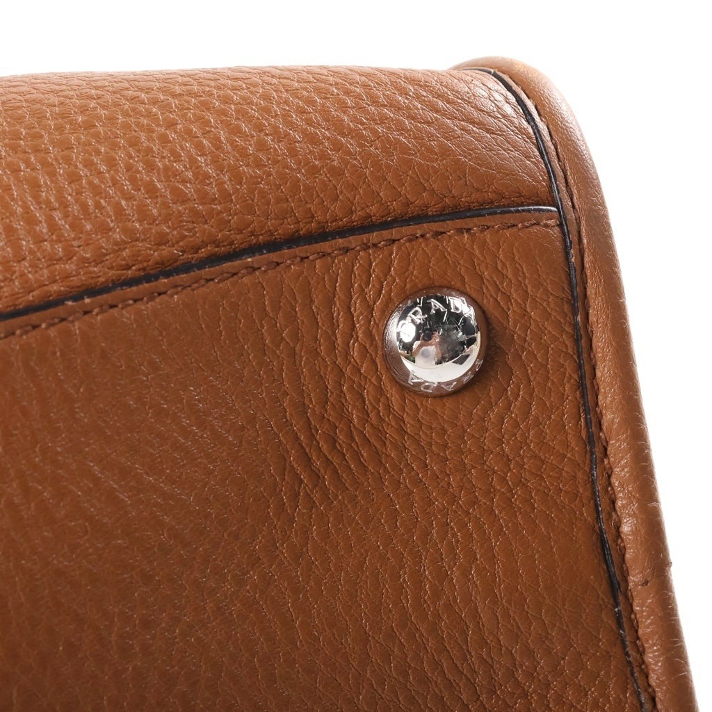 PRADA(プラダ) ショルダーバッグ ハンドバッグ レザー 2WAY シルバー金具 ブラウン 1BB022 レディース