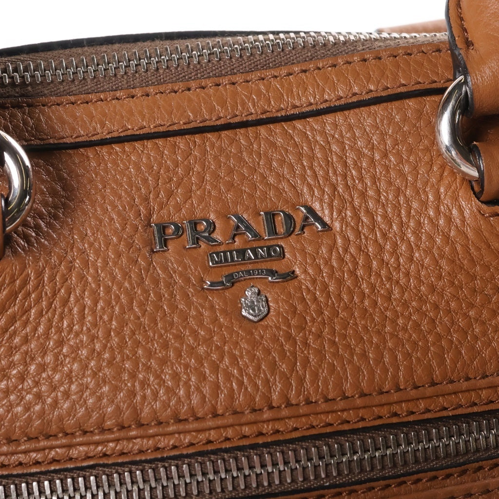 PRADA(プラダ) ショルダーバッグ ハンドバッグ レザー 2WAY シルバー金具 ブラウン 1BB022 レディース