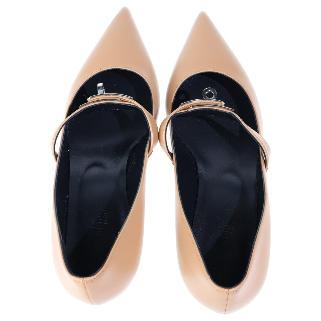 HERMES(エルメス) Chiara キアラ ケリーバックル レザー ポインテッドトゥパンプス ヒール パンプス #37 1/2 ブラウン レディース