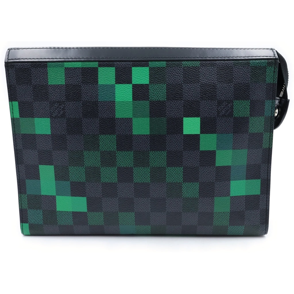 LOUIS VUITTON(ルイヴィトン) ダミエ グラフィットピクセル ポシェットヴォワヤージュMM クラッチバッグ ブラック/グリーン N60176
