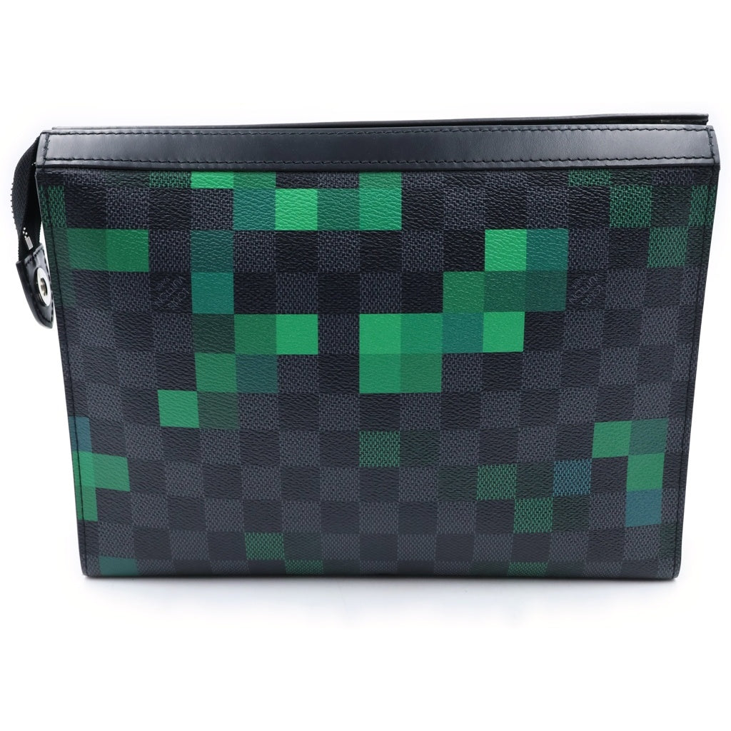 LOUIS VUITTON(ルイヴィトン) ダミエ グラフィットピクセル ポシェットヴォワヤージュMM クラッチバッグ ブラック/グリーン N60176