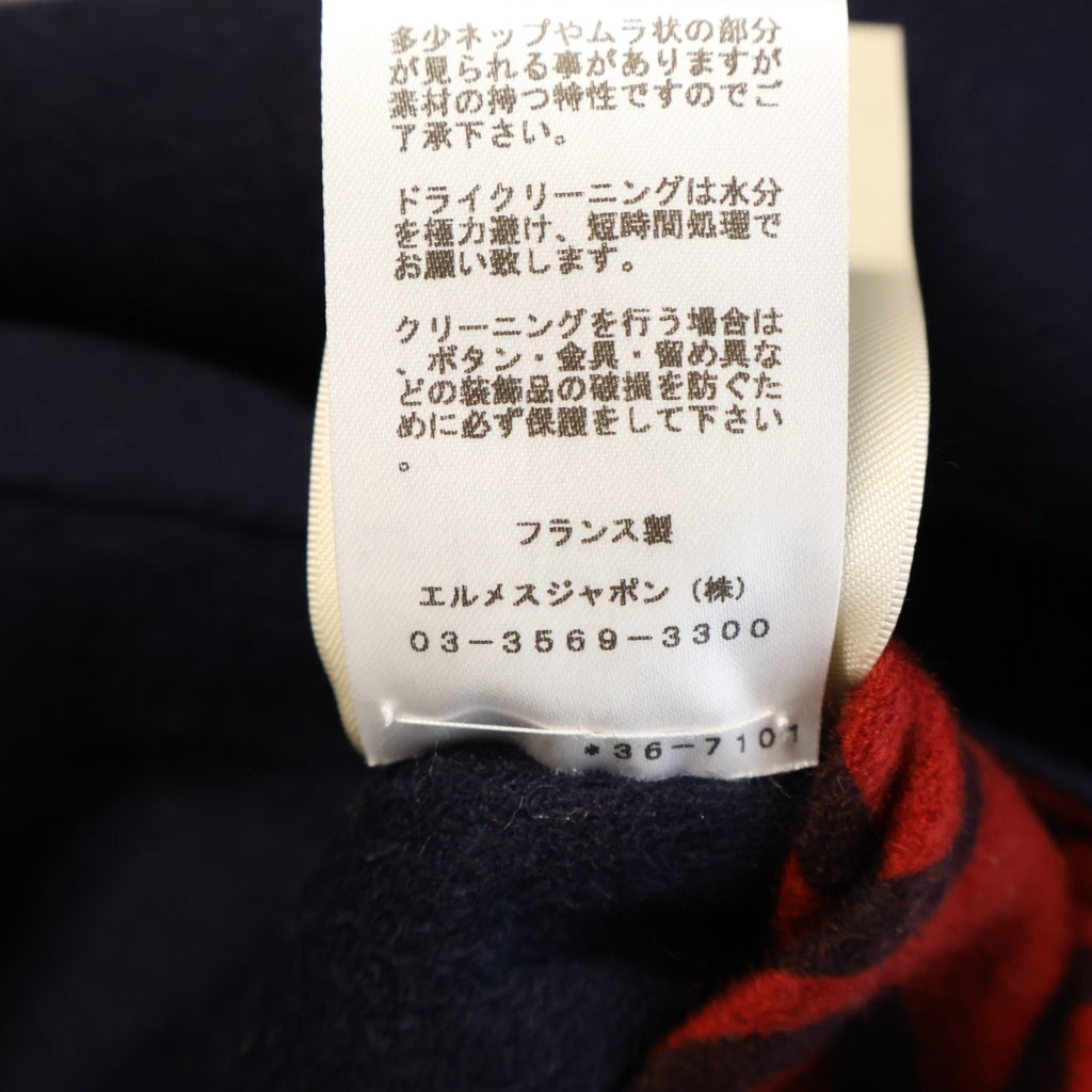 HERMES(エルメス) 23SS シェーヌダンクル リバーシブル カシミヤジップアップコート ネイビー×レッド #44 3E0130D1 レディース