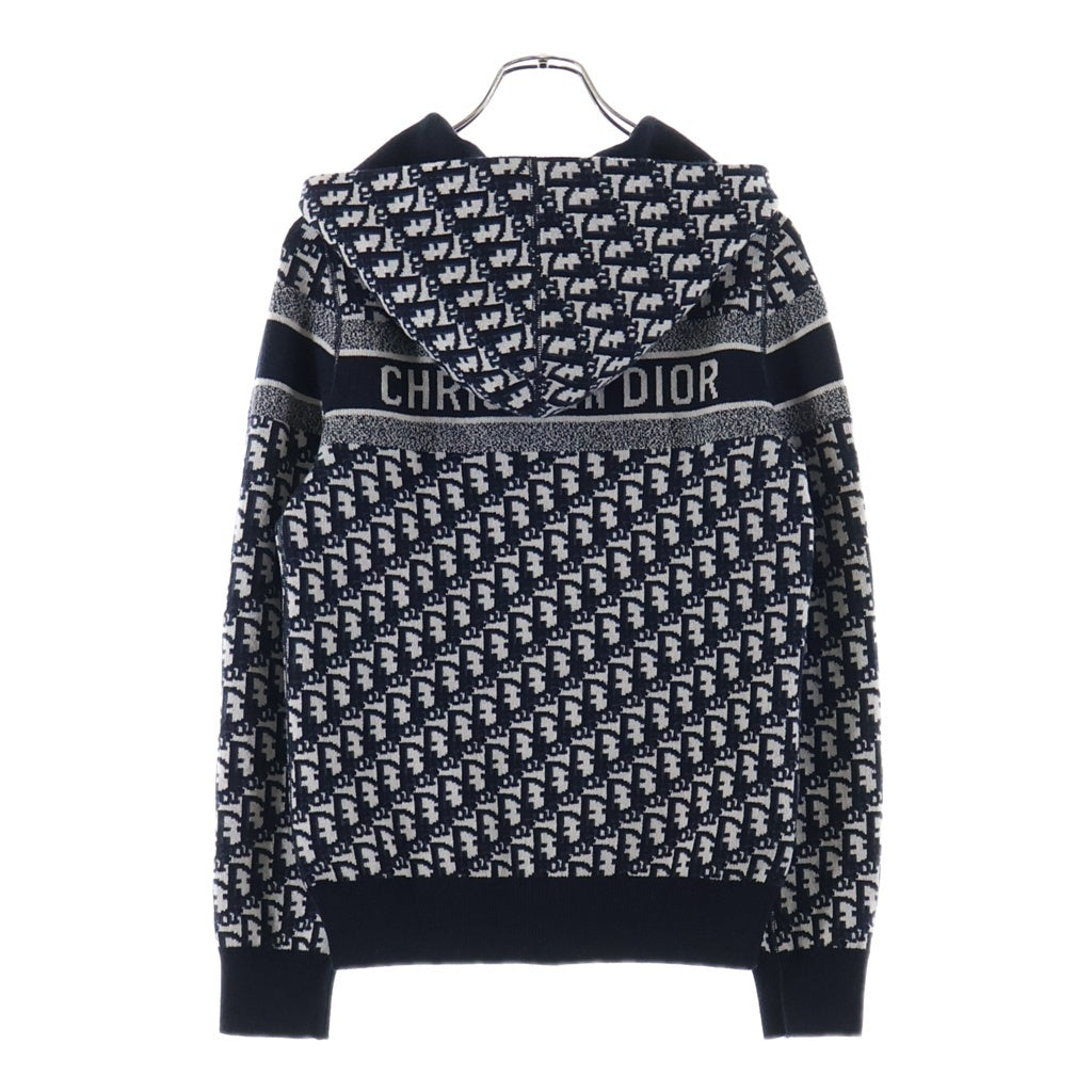 Christian Dior(クリスチャンディオール) オブリーク テクニカル リバーシブル ジップアップニットパーカー ネイビー 054G12AM055 レディース