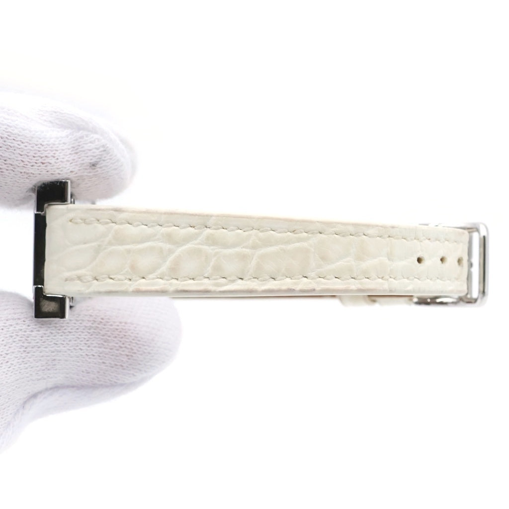HERMES(エルメス) Hウォッチ ミニ シェル文字盤 ベゼルダイヤ ステンレス クォーツ SS×革/QZ U刻印 HH1.131 腕時計 レディース