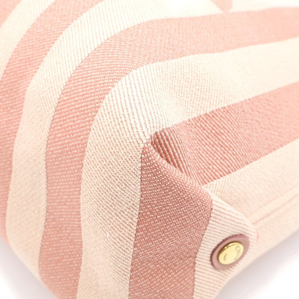 Chloe(クロエ) Stripy イーストウエスト ハンドバッグ トートバッグ ピンク レザー ゴールド金具 レディース