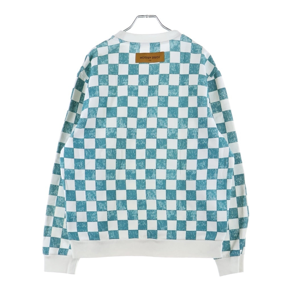LOUIS VUITTON(ルイヴィトン) 21AW ダミエ プリンテッド クルーネック プルオーバー スウェット トレーナー ホワイト/グリーン RW2129 IHN HLY30W