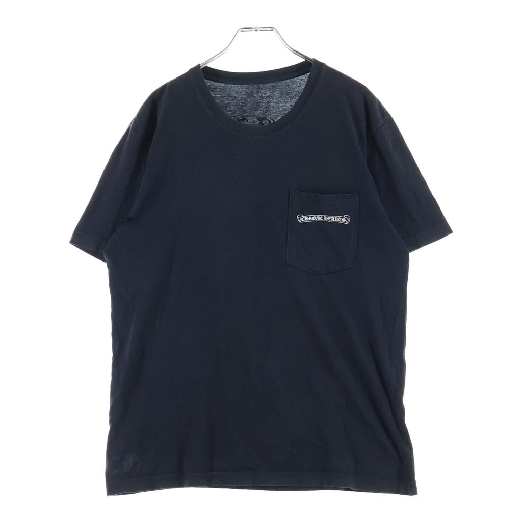 CHROME HEARTS(クロムハーツ) CH PLUS バックロゴプリント クルーネック 半袖 ポケット Tシャツ カットソー ブラック
