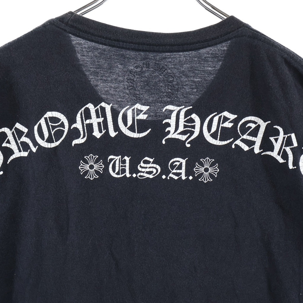 CHROME HEARTS(クロムハーツ) CH PLUS バックロゴプリント クルーネック 半袖 ポケット Tシャツ カットソー ブラック