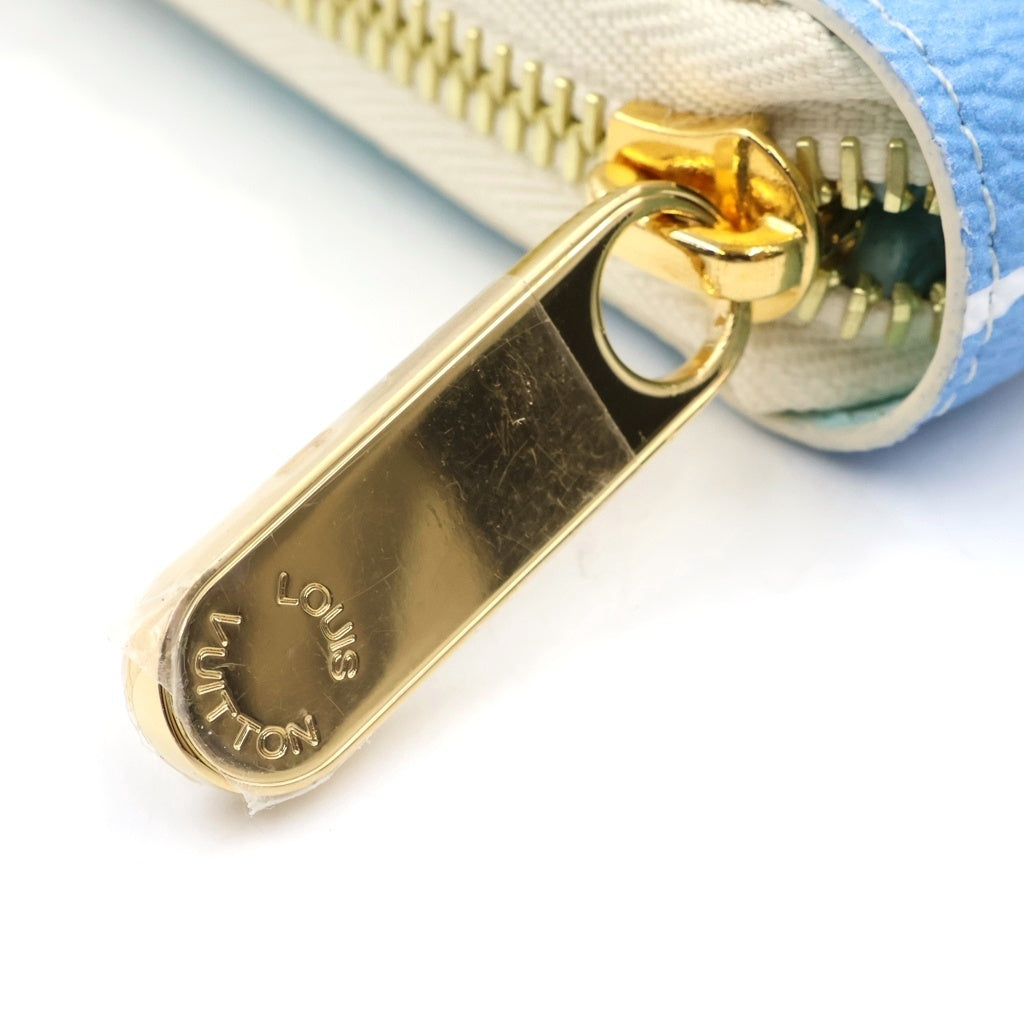 LOUIS VUITTON(ルイヴィトン) バイ ザ プール コレクション ジッピーウォレット ラウンドファスナー 長財布 モノグラム ジャイアント レザー ホワイト/スカイブルー M80360 レディース