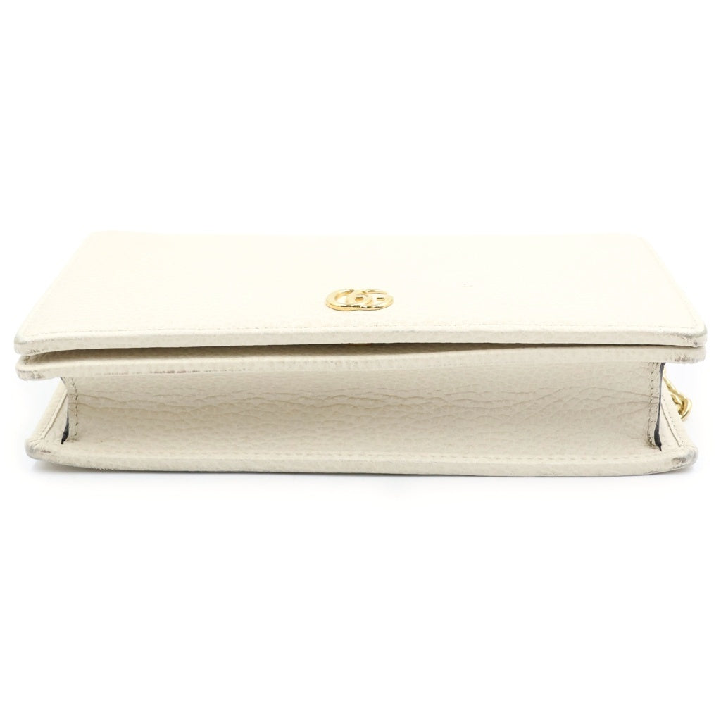 GUCCI(グッチ) GGマーモント チェーン ウォレット ミニ ショルダーバック レザー ホワイト 497985 レディース