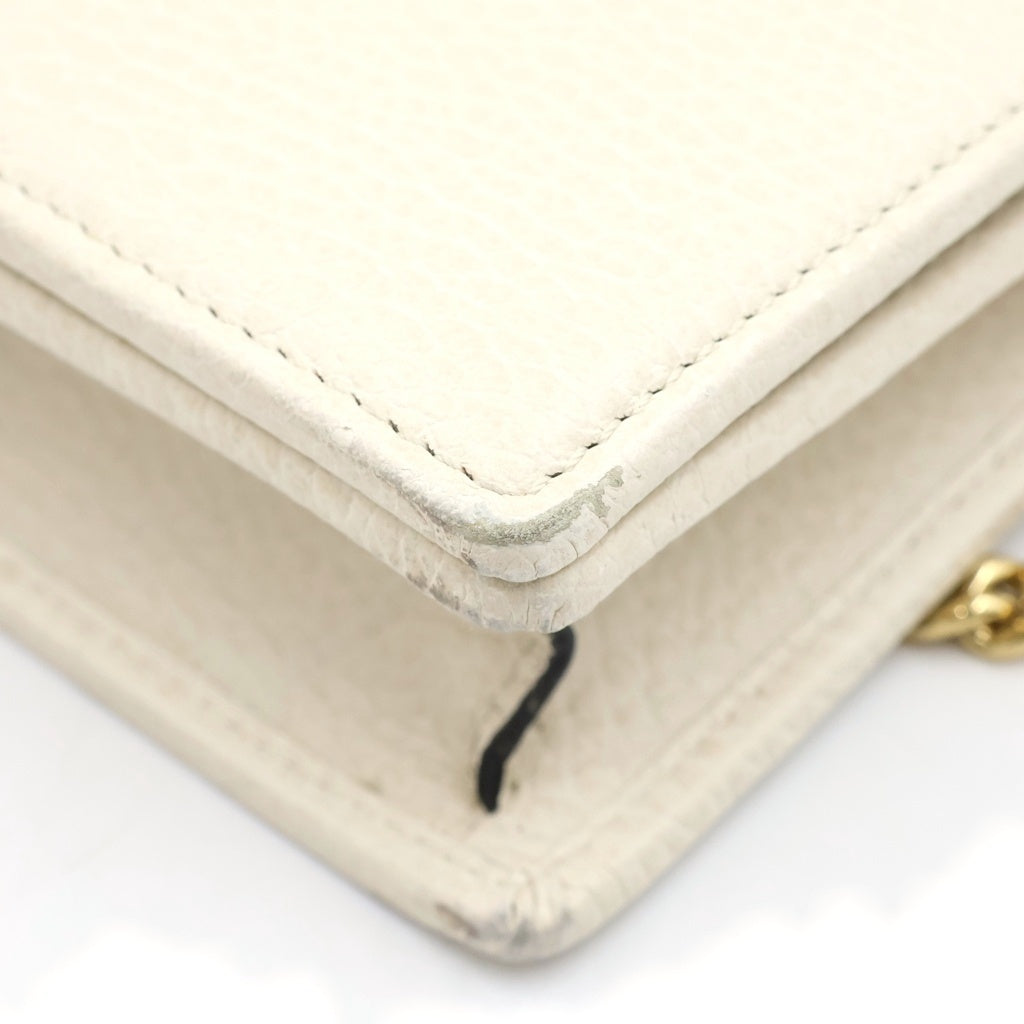 GUCCI(グッチ) GGマーモント チェーン ウォレット ミニ ショルダーバック レザー ホワイト 497985 レディース