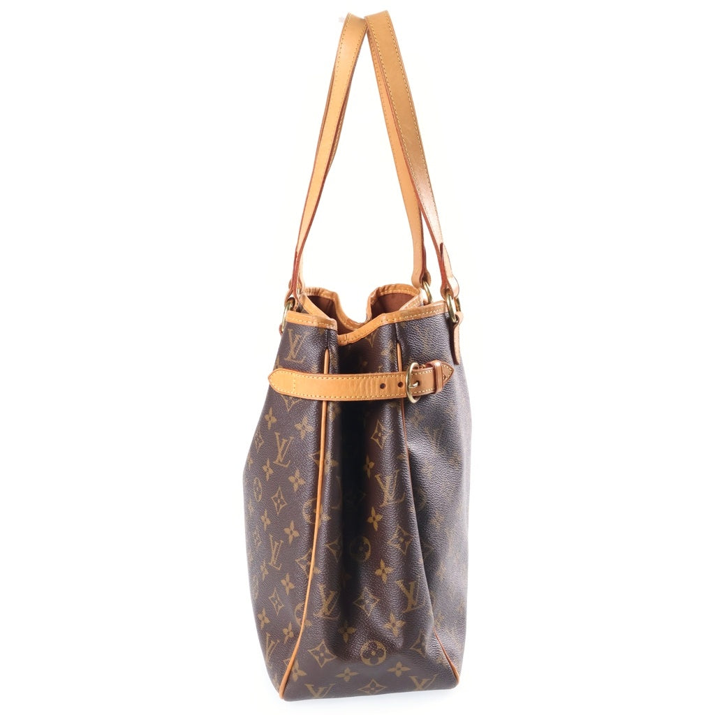LOUIS VUITTON(ルイヴィトン) モノグラム バティニョール・ヴェルティカル ハンドバッグ トートバッグ ブラウン レザー×PVC M51153 ゴールド金具 レディース