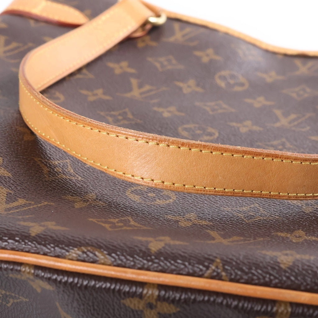 LOUIS VUITTON(ルイヴィトン) モノグラム バティニョール・ヴェルティカル ハンドバッグ トートバッグ ブラウン レザー×PVC M51153 ゴールド金具 レディース