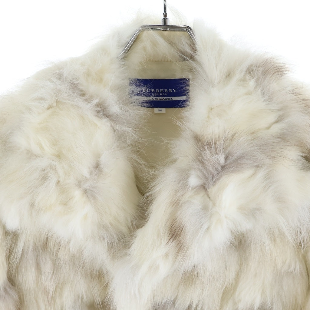 BURBERRY BLUE LABEL(バーバリーブルーレーベル) ラビット×フォックス ファージャケット ショートジャケット アウター #38 ホワイト レディース